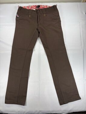 Diesel Kratt Brown Jeans Men’s 34 Y2K Slim Straight Floral Waistband